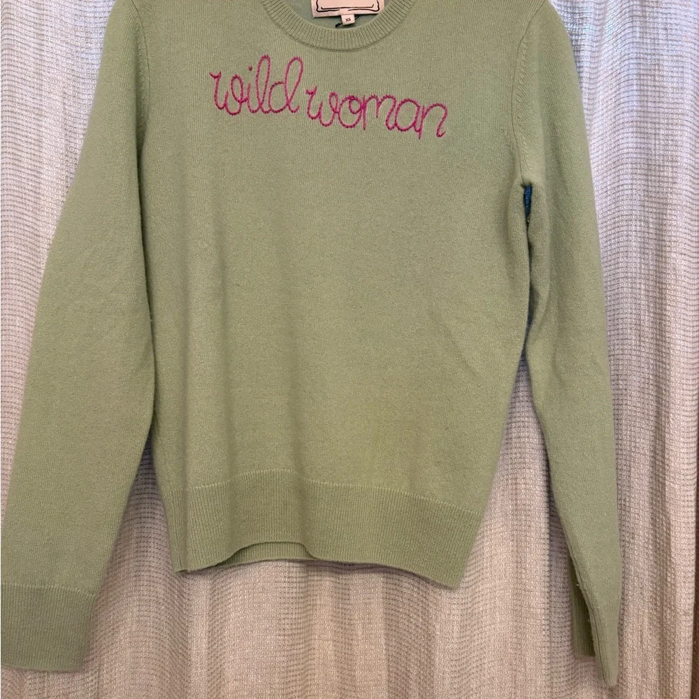 Wild Woman Sage Green Cashmere Crew Neck Sweater - Picture 7 of 7